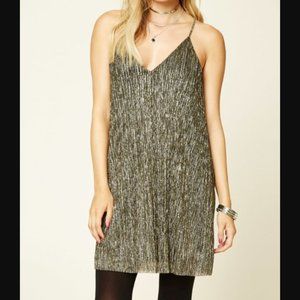 Forever 21 Metallic Gold Glitter A-Line Cami Dress